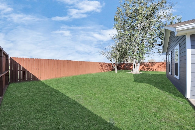 view of yard featuring a fenced backyard