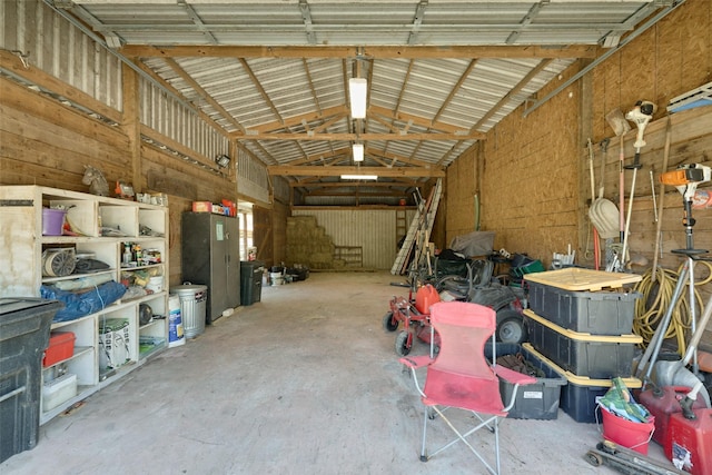 garage featuring metal wall