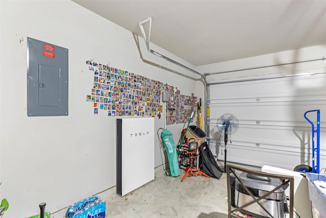 garage with electric panel