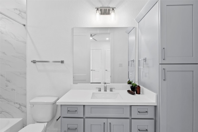 full bathroom with toilet and vanity