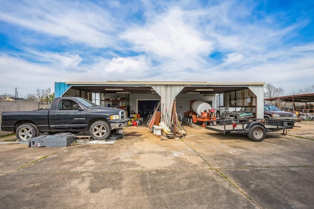 exterior space featuring a garage