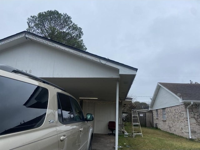 view of home's exterior with a yard