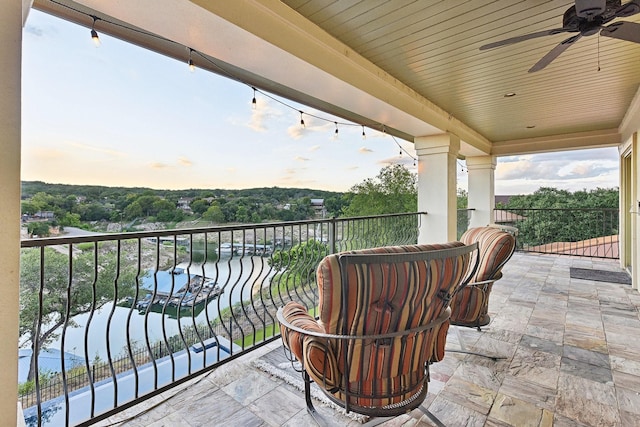 balcony with ceiling fan