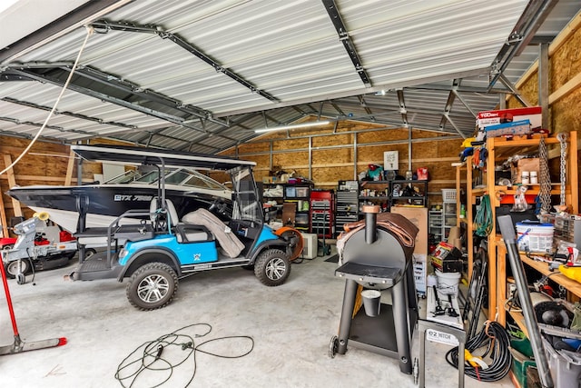 garage featuring metal wall