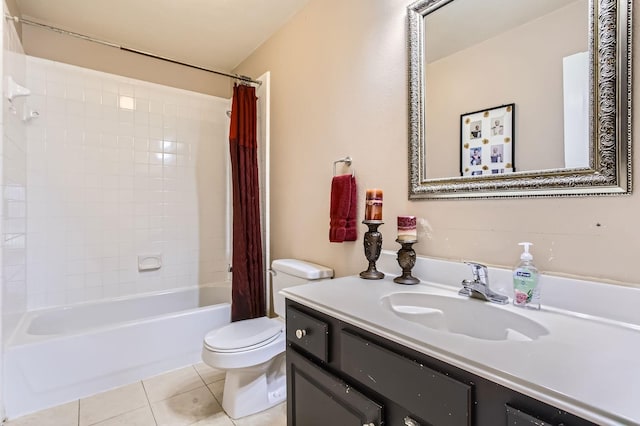811 Piney Ridge Dr, Friendswood, TX 77546 - full bathroom featuring vanity, shower / bath combination with curtain, and tile patterned flooring