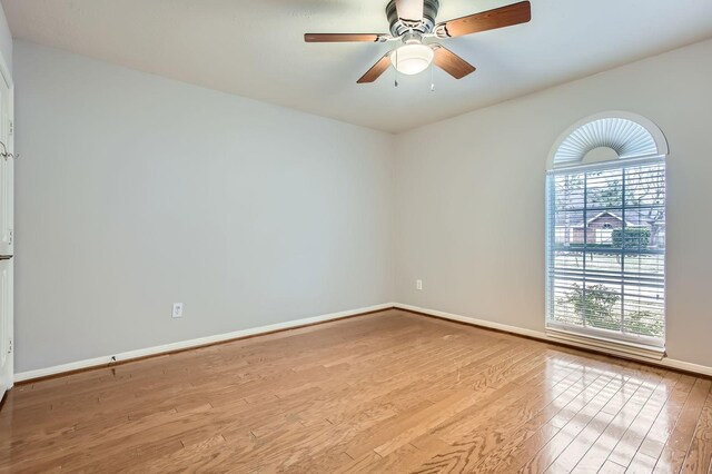 811 Piney Ridge Dr, Friendswood, TX 77546 - empty room with wood finished floors and ceiling fan