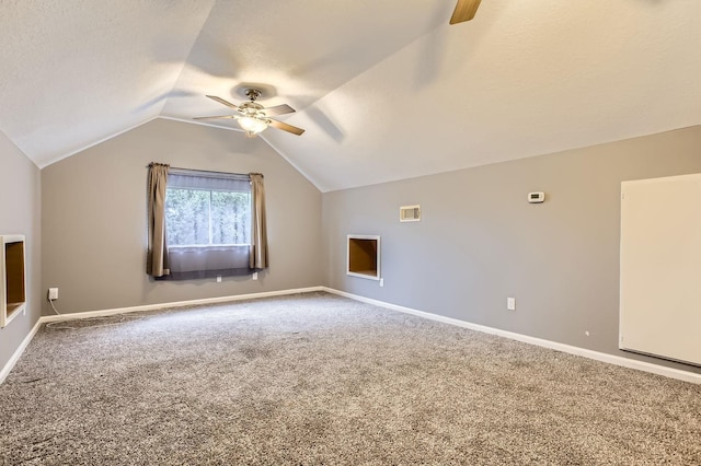 811 Piney Ridge Dr, Friendswood, TX 77546 - bonus room featuring ceiling fan, carpet floors, and lofted ceiling