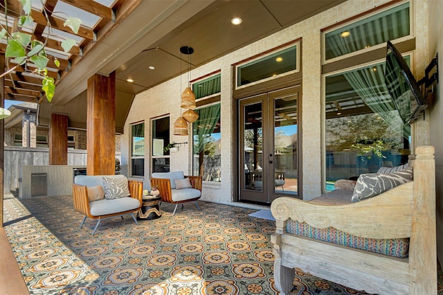 view of patio featuring french doors