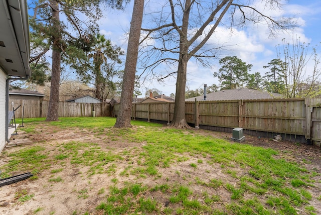 view of yard featuring a fenced backyard