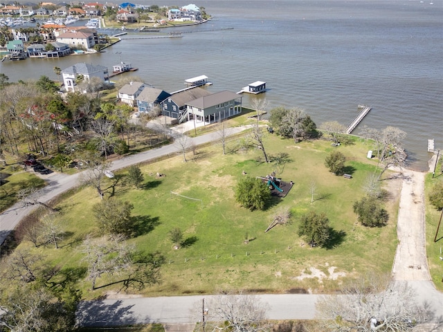 bird's eye view featuring a water view