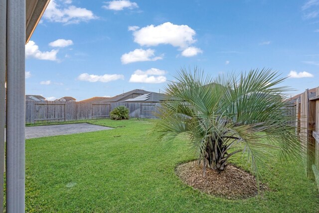 view of yard with a patio area and a fenced backyard