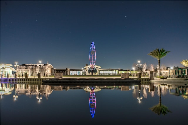 view of water feature with a boat dock