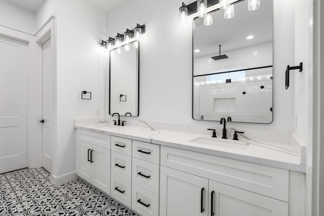 245 E Blue Heron Dr, Montgomery, TX 77316 - full bath with double vanity, a shower stall, and recessed lighting