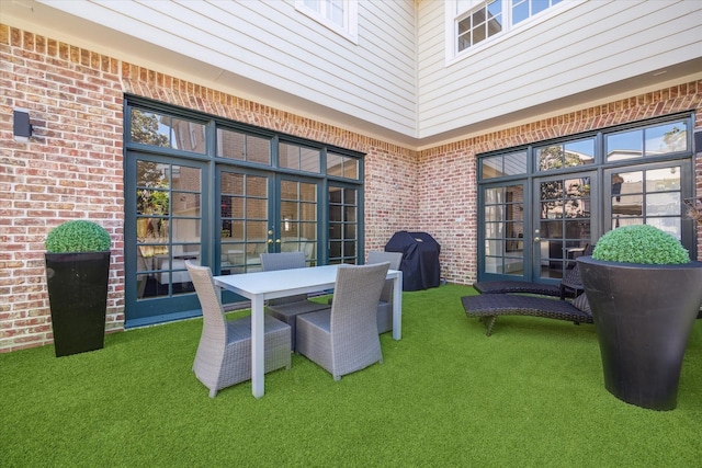 view of patio featuring french doors and area for grilling