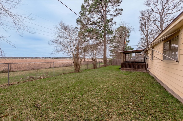 view of yard with a fenced backyard