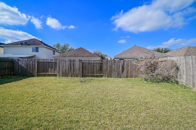 view of yard featuring a fenced backyard