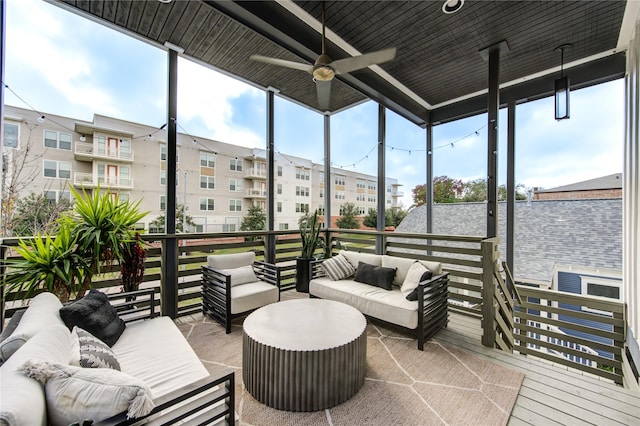 view of patio / terrace featuring outdoor lounge area and ceiling fan