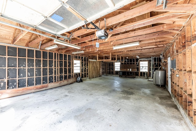 garage with a garage door opener