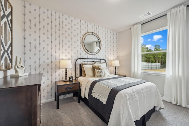 18823 Cypress Meadow Ct, Magnolia, TX 77355 - carpeted bedroom featuring wallpapered walls and baseboards