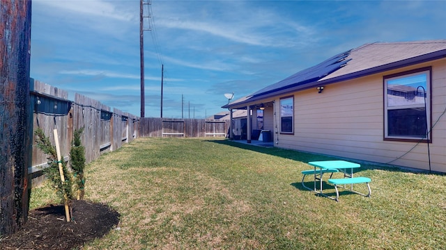 view of yard featuring a fenced backyard