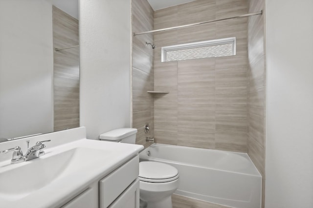 18532 Burch Creek Ln, Magnolia, TX 77355 - bathroom featuring toilet, shower / bath combination, and vanity