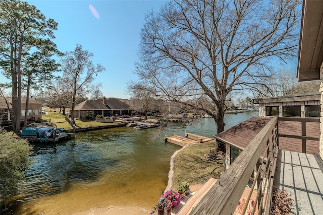 dock area featuring a water view