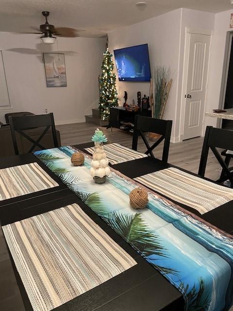 203 Sea Oats Dr, Surfside Beach, TX 77541 - interior space with a ceiling fan and light wood-style flooring