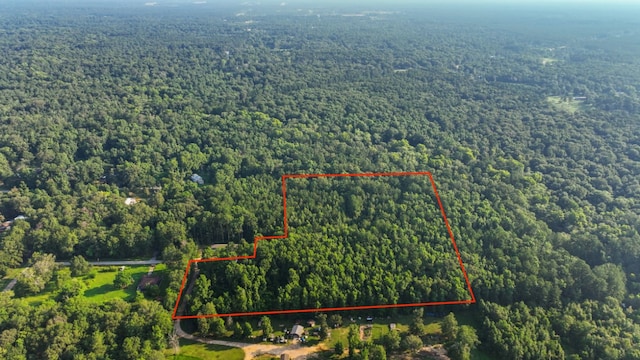 aerial view featuring a forest view