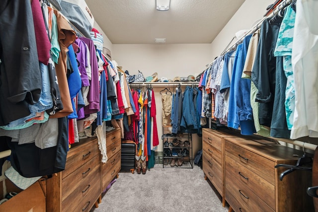 walk in closet with carpet