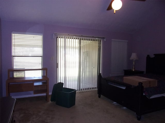 bedroom with carpet flooring and a ceiling fan