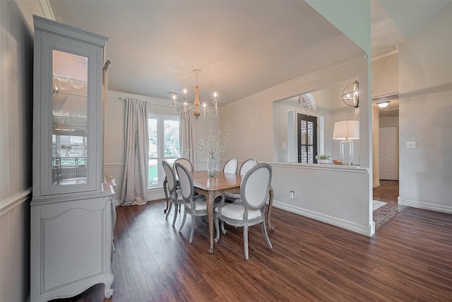 1234 Bergman Ct, Conroe, TX 77384 - dining room with a chandelier, crown molding, and dark wood finished floors