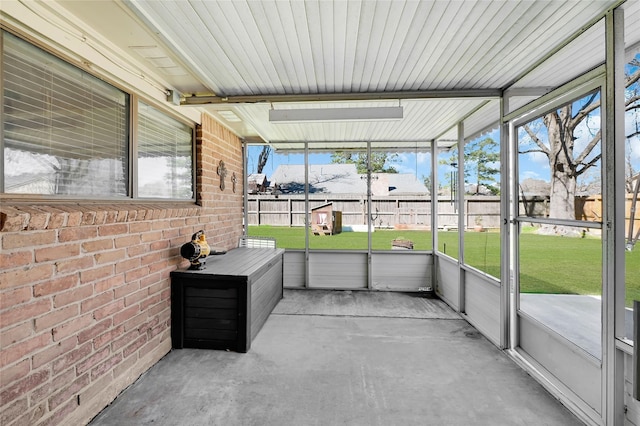 view of unfurnished sunroom