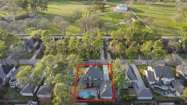 drone / aerial view featuring a residential view