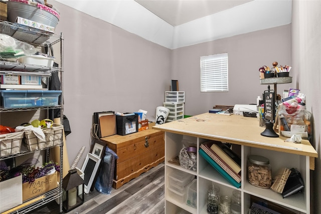 office space featuring wood finished floors