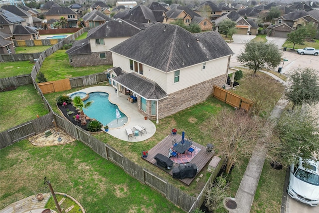 drone / aerial view with a residential view