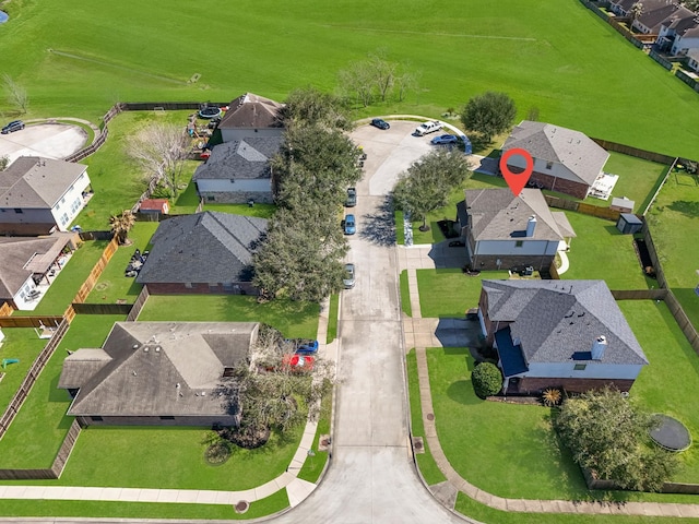 drone / aerial view with a residential view