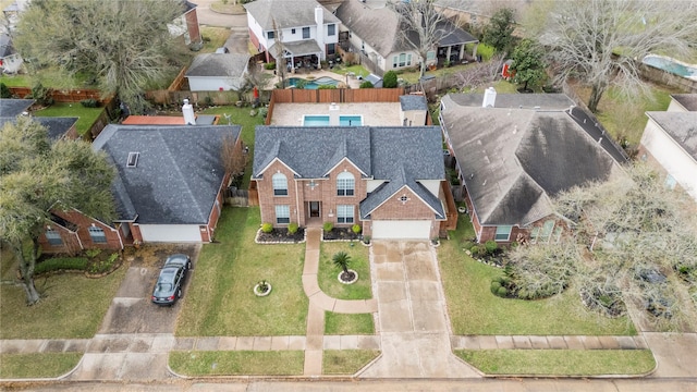 aerial view with a residential view