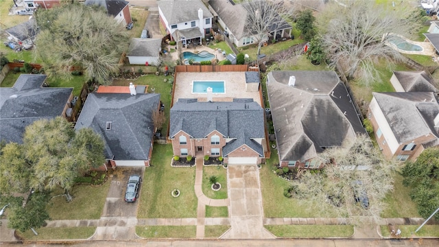 aerial view featuring a residential view