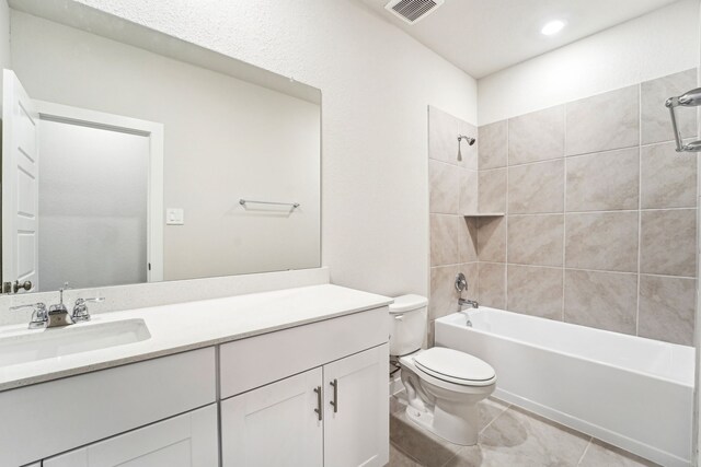 2542 Bay Winds Ln, Baytown, TX 77523 - bathroom with toilet, vanity, shower / washtub combination, and tile patterned flooring