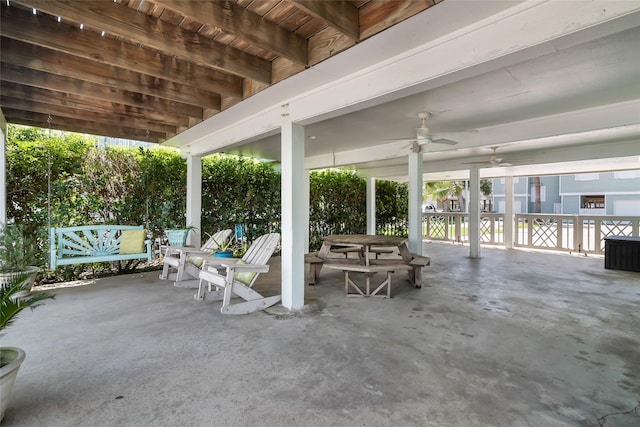 view of patio with a ceiling fan