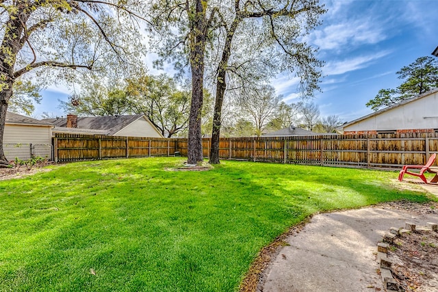 view of yard featuring a fenced backyard