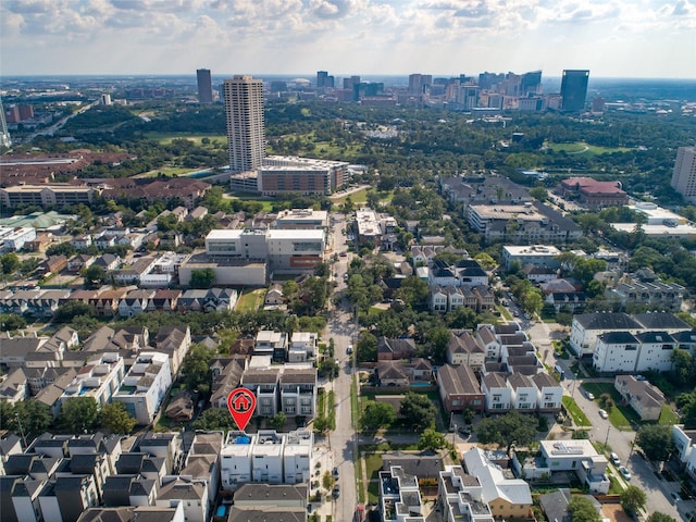 birds eye view of property with a city view