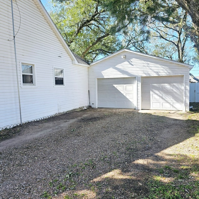 view of detached garage