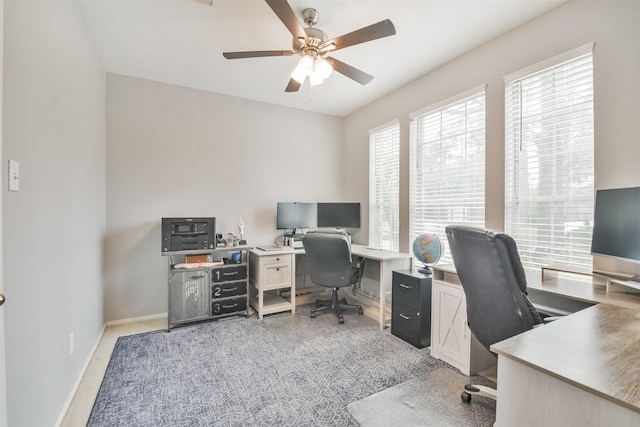 1731 Red Oak Ter, Houston, TX 77339 - carpeted office space with baseboards and a ceiling fan