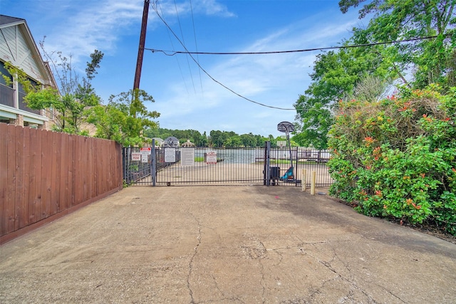 view of street with a gate