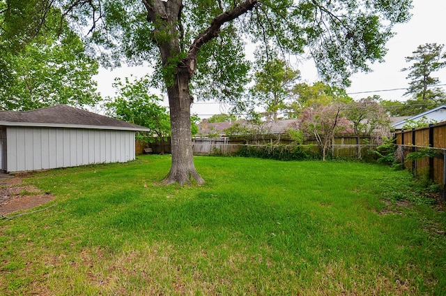 view of yard featuring a fenced backyard