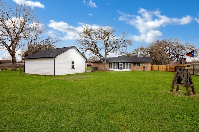 view of yard featuring a fenced backyard