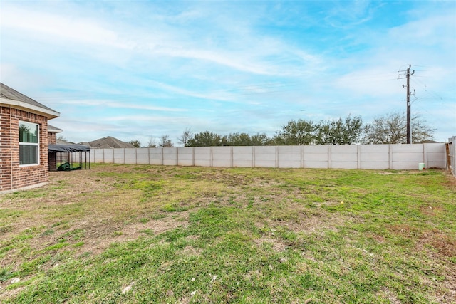 view of yard with a fenced backyard