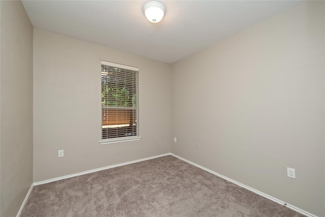 empty room featuring carpet floors, baseboards, and a textured ceiling