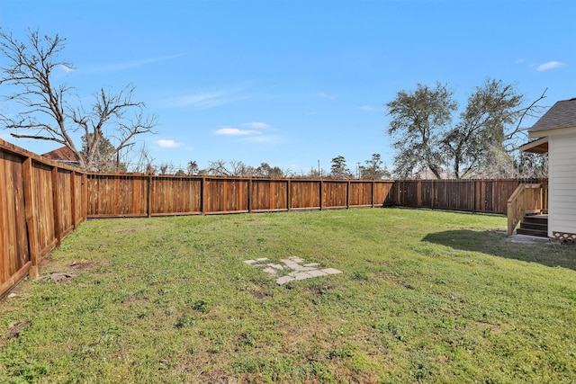 view of yard featuring a fenced backyard